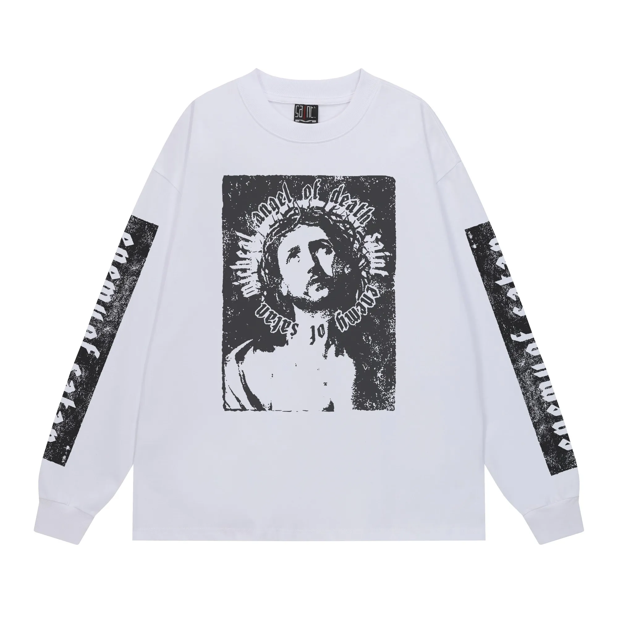 #SA77 SAINT pure cotton long-sleeved T P156 Color: White Size: S-XL
